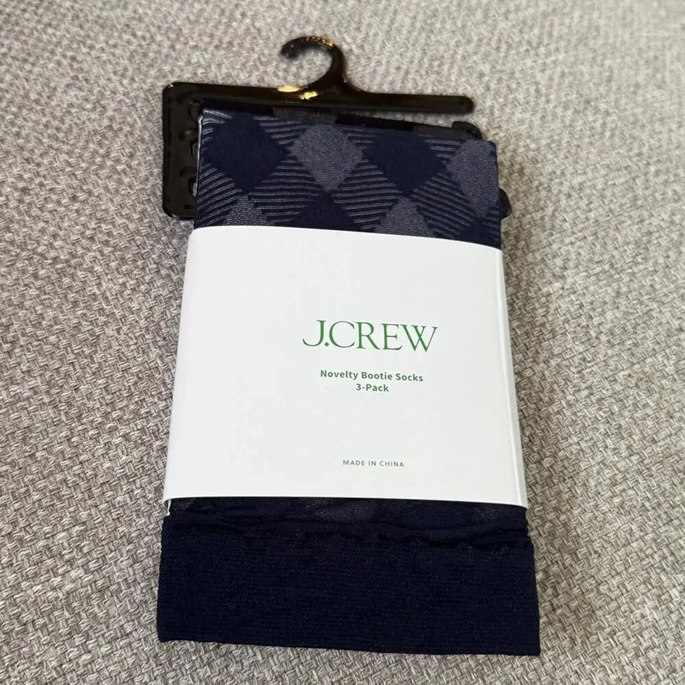 J. Crew Sheer buffalo plaid socks three-pack